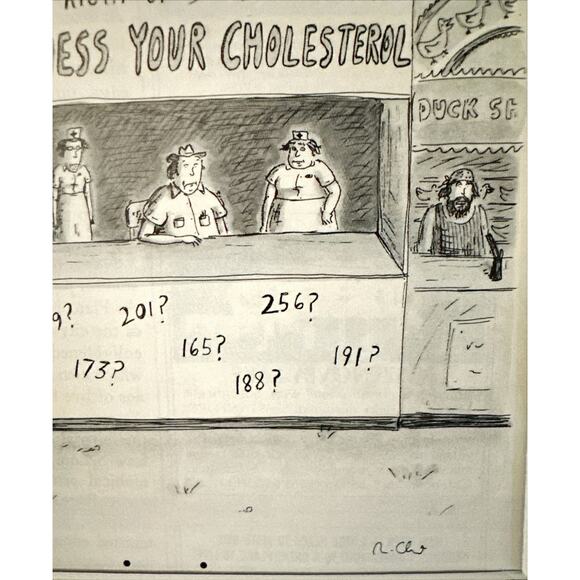 Framed Vintage New Yorker Magazine 8x10 Roz Chast Cartoon Clipping Cholesterol - Picture 2 of 4